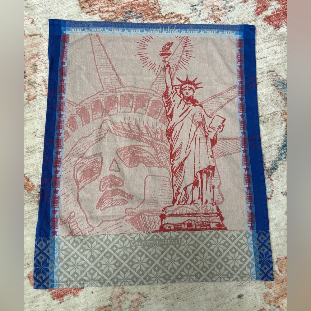 Garnier-Thiebaut Statue‎ of Liberty CottonTea Towel Red White Blue France Made